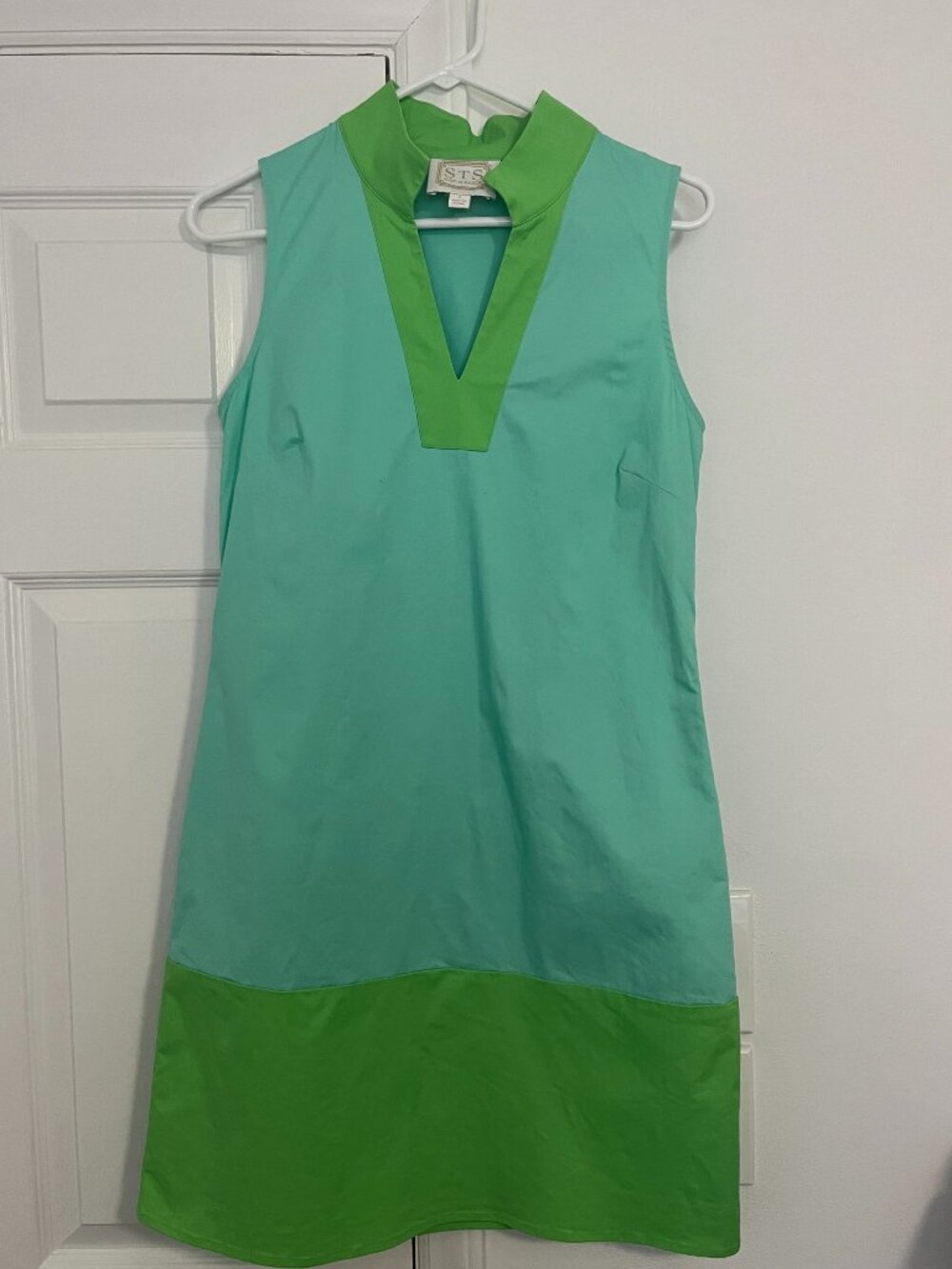 Sail to Sable Sleeveless Dress, Blue Green Colorblock